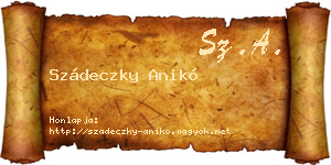 Szádeczky Anikó névjegykártya