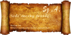 Szádeczky Anikó névjegykártya